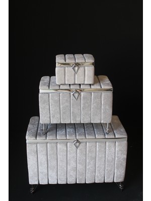 Huzur Çeyiz Metalli Dilimli Model 3'lü Çeyiz Sandığı