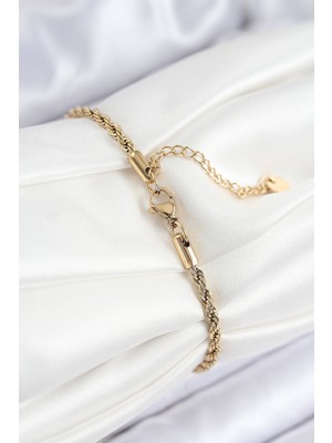 Azrlya 316L Çelik Nazar Boncuğu Detaylı Yaşam Çiçeği Model Gold Renk Kadın Bileklik - Lisinya