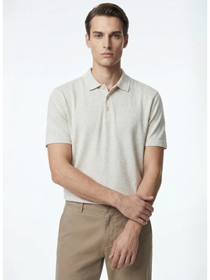Fabrika Bej Erkek Slim Fit Melanj Polo T-Shirt F6SM-TST 2995