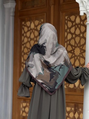 Qalortex Scarf Pamuklu Soft Erva Desen Eşarp-Acı Kahve