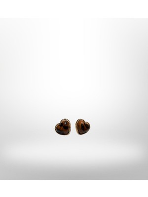 Versein Atelier Kenarları Gold Renk Leopar Kalpli Küpe