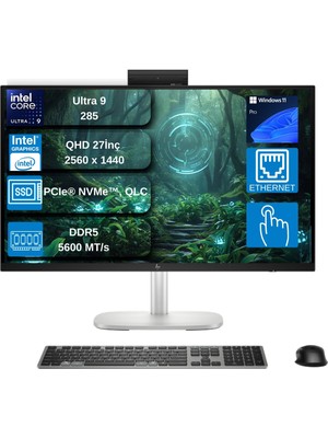 Hp Elitestudio 8 G1I Intel Core Ultra 9 285 5.6 Ghz 32GB Ddr5 512GB SSD Intel Aı Boost Windows 11 Pro 27" Dokunmatik Qhd (2560 x 1440) IPS All In One Bilgisayar WA55SRETDNG02