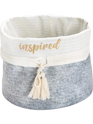 Azrlya Yuvarlak Katlanabilir Çok Amaçlı Saklama Organizer Kutu Keçe Sepet (Maxi) - 03396 ( Lisinya )