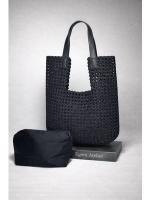 Egem Atelier  Siyah Dokumakol Çantası