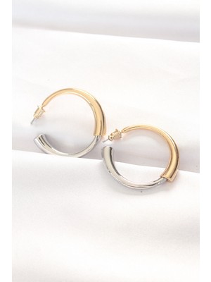 Azrlya Pirinç Çift Renk Halka Küpe - Lisinya