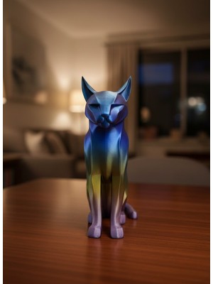 Azrlya Rainbow Renkli Kedi Biblosu Dekoratif Masa ve Raf Süsü - Lisinya