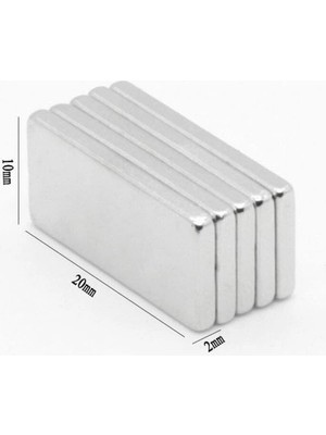 Azrlya 20×10×2 mm N35 Neodyum Mıknatıs – Köşeli, Nikel Kaplama (50’li Set) ( Lisinya )