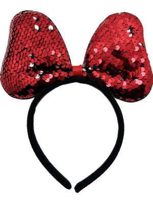 Azrlya Renk Değiştiren Pullu Payetli Fiyonk Parti Tacı Kırmızı Gümüş Renk 20X16 cm - Lisinya