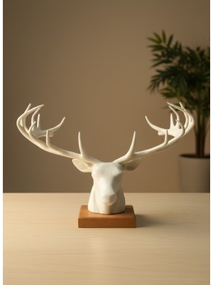 Azrlya Dekoratif Geyik Başı Heykel 25 cm Modern Minimal Tasarım - Lisinya