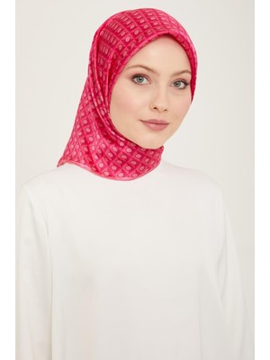 Armine Pembe Bal Peteği Desen Sura Ipek Eşarp 9109 - 05