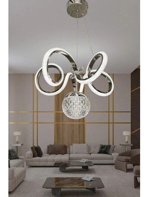 G-Light Kıvrım Kristal Top Simli Silikon Oda Avizesi