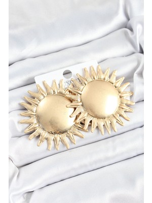 Azrlya Pirinç Güneş Model Gold Renk Kadın Küpe - Lisinya