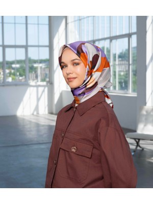 Armine Sura Ipek Eşarp Ist 9200 - 06 Turuncu  Karışık Desen