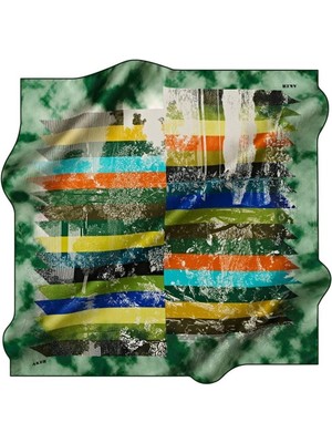 Aker Ipek Tivil Eşarp Ist 8582713-951 Yeşil Geometrik Desen