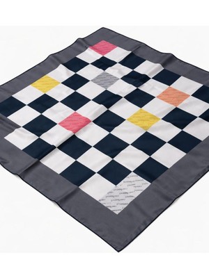 Cacharel Tivil Ipek Eşarp Ist 8590313 - 914 Koyu Gri Ekose Desen