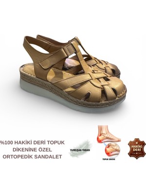 Cozi Company Kadın Hakiki Deri Tam Ortopedik Topuk Dikenine Özel Tasarım Önü Kapalı Sandalet
