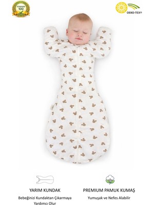 Le Touche Bebek Kundak - Eldiven Manşetli Uyku Tulumu & Kolları Yukarı Kundak (0-3 Ay, 3-6 Ay, 6-9 Ay)