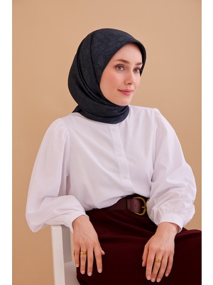 Silk Home Tivil Saf Ipek 11496 - 13 Lacivert Yeşil Çiçek Desen