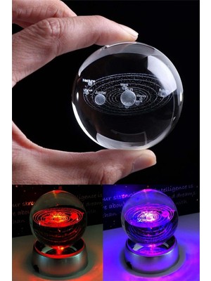 Marsilyan Işıklı Cam Küre Güneş Sistemi Saat Pilli