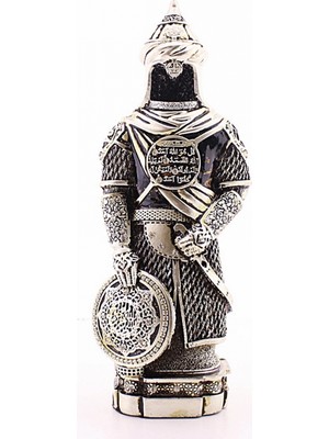 Marsilyan Zırhlı Cevşen Ayetli Asker Gümüş Biblo 3 Boyutlu Küçük Boy 24 cm-022