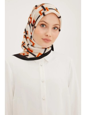 Armine Siyah Geometrik Desenli Tivil Ipek Eşarp Ist 8940 - 34