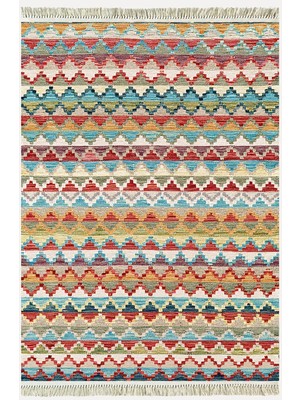 Kilim Home Multy Tonlarında Baklava Antika Desenli Dekoratif Pamuk Dokuma Cotton Kilim 3569