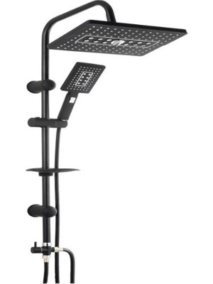 Azrlya Lüks Robot Duş Seti Mat Siyah Dikdörtgen | Çok Fonksiyonlu Yağmur Robot Duş Sistemi Siyah ( Lisinya )