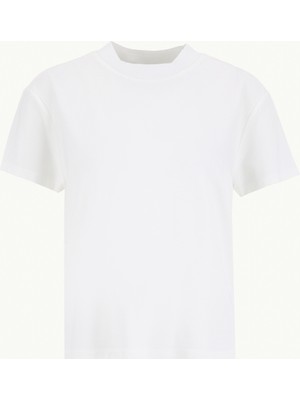 Fabrika Bisiklet Yaka Düz Kırık Beyaz Kadın T-Shirt F6SL-TST0006