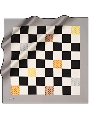 Cacharel Tivil Ipek Eşarp 8590313 - 915 Gri Ekose Desen