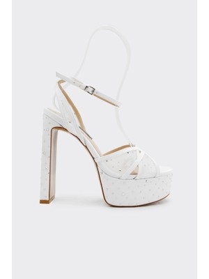 Derinet Taş Aksesuarlı Platformlu Kadın Abiye Ayakkabı