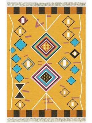 Kilim Home Cotton Serisi Iskandinav Geometrik Desenli Dekoratif Dokuma Taban Kilim