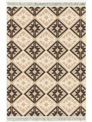 Kilim Home Cotton KILIM48 Jut Zeminli Geneleksel Motifler Modern Dekoratif Yıkanabilen Dokuma Kilim