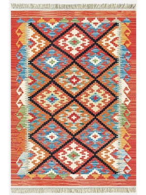 Kilim Home Cotton Kilim 40 Modern ve Otantik Karışımı Desenli Dekoratif Yıkanabilen Dokuma Kilim