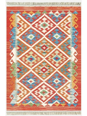 Kilim Home Cotton Kilim 39 Modern ve Otantik Karışımı Desenli Dekoratif Yıkanabilen Dokuma Kilim