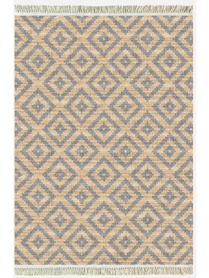 Kilim Home Cotton Serisi Hasır Görünümlü Çıtır Baklava Eskitme Desen Dekoratif Dokuma Taban Kilim