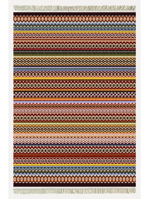 Kilim Home Cotton Kilim 77 Çok Renkli Etnik Bohem Stil Pamuk Taban
