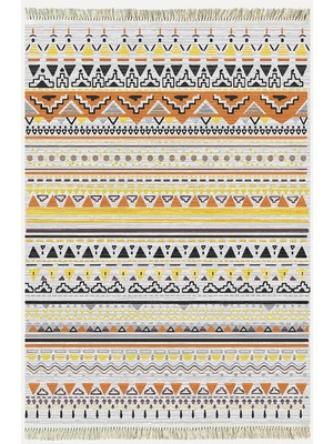 Kilim Home Cotton Kilim 58 Soft Renklerde Şerit Desenli Dekoratif Yıkanabilen Dokuma Taban Kilim