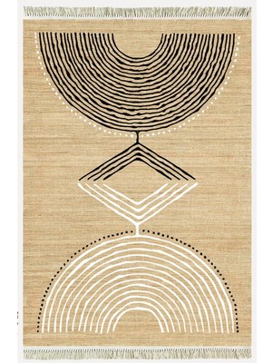 Kilim Home Cotton Kilim 23 Jut Zeminli Çizgili Desenli Dekoratif Yıkanabilen Dokuma Taban Kilim