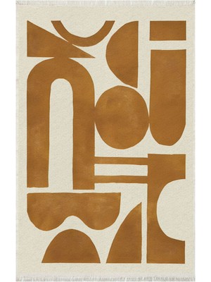 Kilim Home Cotton 66 Iskandinav Modern Soyut Tema Taba Krem Modern Dokuma Kilim