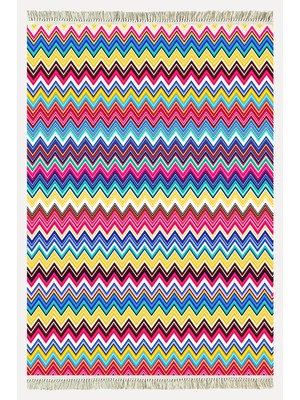 Kilim Home Cotton Kilim 76 Cok Renkli Etnik Bohem Stil Pamuk Taban