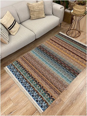 Infort Cotton Serisi Multy Tonların Antik Eskitme Desen Dekoratif Dokuma Taban Kilim