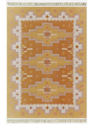 Kilim Home Cotton KILIM59 Jut Geleneksel Motifler Modern Dekoratif Saçaklı Yıkanabilen Dokuma Kilim