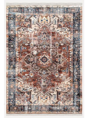 Kilim Home Mars 2195 Renkli Göbekli Desenli Yıkanabilir ve Kaymaz Salon Halısı, Koridor ve Mutfak Halısı