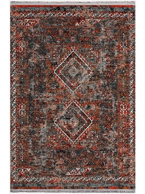 Kilim Home Mars 2157 Bordo Tonlarında Klasik Eskitme Desen Saçaklı Dekoratif Halı
