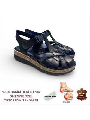 Cozi Company Kadın Hakiki Deri Tam Ortopedik Topuk Dikenine Özel Tasarım Önü Kapalı Sandalet