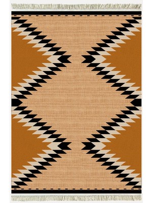 Kilim Home Cotton Serisi Hasır Görünümlü Geometrik Desen Dekoratif Dokuma Taban Kilim