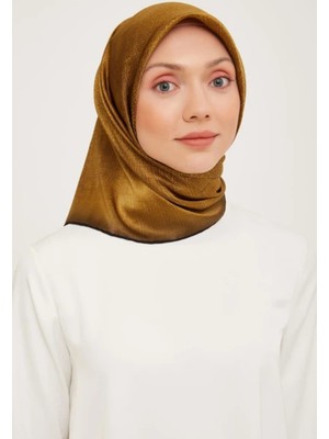 Armine Karamel Deri Desenli Tivil Ipek Eşarp 9030 - 32