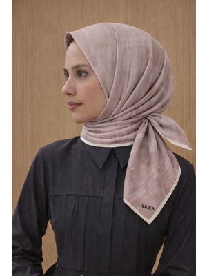 Aker Jakarlı Sura Ipek Eşarp 7208404 - 333 SYR52978 Pudra Çizgi Desen