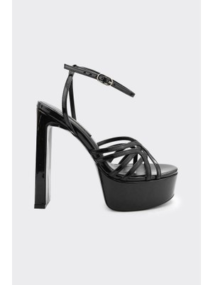Derinet Bilekten Bantlı Platformlu Kadın Abiye Ayakkabı