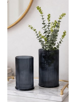 Aydınev 2 Li Çizgili Füme Vazo